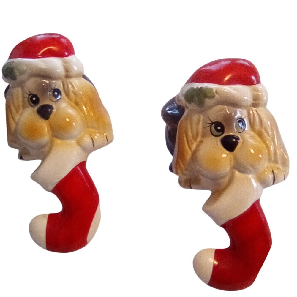 Vintage House of Lloyd,Ceramic Puppy Dog Christmas Stocking Holders,contains (2) - Picture 6 of 8